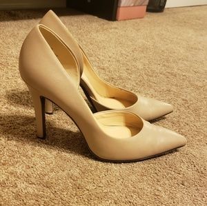 Beige Pointed Toe Heels